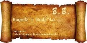 Bognár Beáta névjegykártya